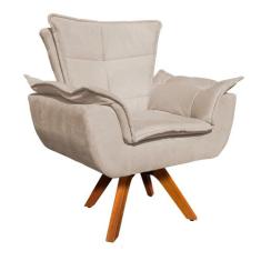 Poltrona Sala de Estar Giratória MM30 Opalla Suede - D'Rossi, Bege