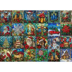 Quebra-cabeça do calendário do advento BUAHAH 2024, vitral, 1000 peças