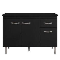 Balcão De Cozinha Gabriela Com Tampo 120 Cm Preto Fosco - Ajl - AJL MÓ