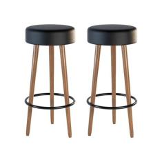 Kit 02 Banquetas Redondas Dani Corano Preto - D'ROSSI