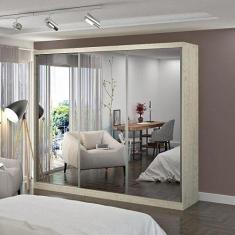 Guarda Roupa Casal Espelhado 3 Portas de Correr 4 Gavetas 1903e3 Foscarini Marfim Areia