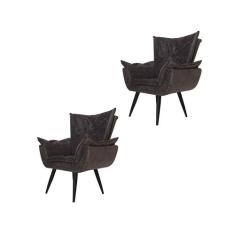 Kit 02 Poltronas Decorativas Emília Aba Pés Palito Suede - DS Estofado