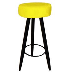 Kit 05 Banqueta Alta Flora Pés Palito em Madeira Preto para  Bar Bistr