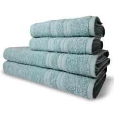 Jogo De Toalhas Itália Soft 4 Pçs - 2 Banho E 2 Rosto 430g/m² 100% Algodão - Verde