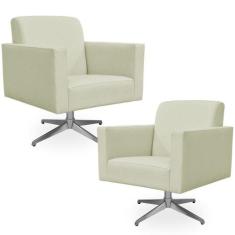 Kit 02 Poltronas Decorativas Base Giratória Para Sala de Estar Helô Li