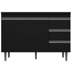 Balcão De Pia Cozinha 2 Portas 120 Cm Preto Sem Tampo