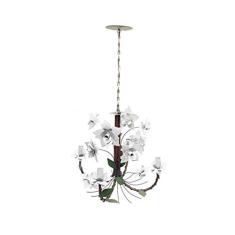 Lustre para Sala de Estar Artesanal de Ferro com Flores de Lata