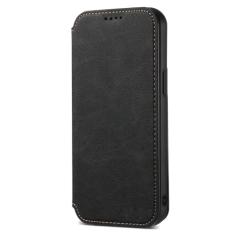 HAO RIYLN Capa carteira para iPhone 15 pro Max/15 Pro/15 plus/15, capa de carregamento sem fio de adsorção magnética de couro PU com suporte para cartão, preto 2,15 Pro Max