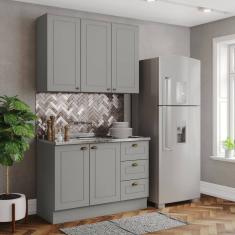 Cozinha Compacta 2 Peças 100% Mdf Internacional Cinza