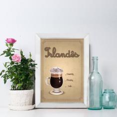 Quadro Cozinha Café Irlandês 33x43cm Moldura Branca - Quartinhos