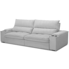 Sofá Retrátil Reclinável Para Sala De Estar Living 280cm Nápoles F04 Bouclê Cinza - Lyam Decor