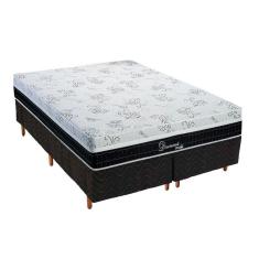 Cama Box Queen: Colchão Molas Masterpocket Ensacadas Polar Diamond + Base Crc Rústico Black (158x198)