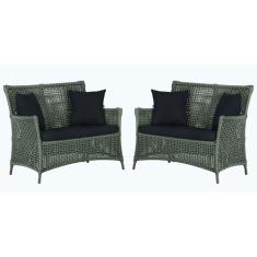 2 Sofás Área Externa Igapó Alumínio Pintura Marrom Corda Náutica Estof