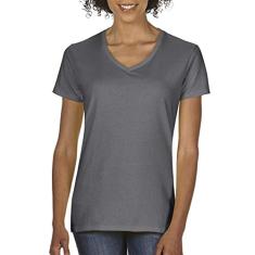 Gildan – Camiseta feminina de algodão pesado com gola V – 5V00L