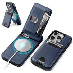 SkyEagle Capa carteira compatível com iPhone 15 Pro com suporte para cartão de crédito 【Compatível com Magsafe】 Mulheres Homens 【Bloqueio RFID】 Capa protetora de couro PU adequada para Apple 15 Pro,