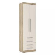 Guarda Roupa Modulado 2 Portas 4 Gavetas Master Luciane Móveis, Avelã 