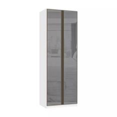 Guarda Roupa Modulado 2 Portas 3 Gavetas 80cm com Vidro Reflecta Prata