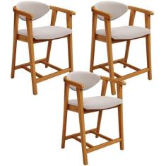 Kit 03 Banquetas Baixa Para Cozinha Sala Jantar Bancada Cecília L02 Bo