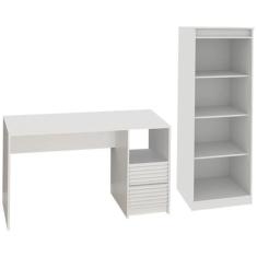 Escrivaninha E Estante Para Escritorio Me4174 Me4150 Branco - TECNO MO