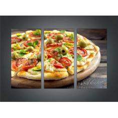 Quadro Decorativo Pizza Pizzarias Restaurantes Gourmet Com 3 Peças Com