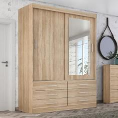 Guarda Roupa Solteiro Capri 2 Portas 6 Gav C/Espelho Teka Madrid