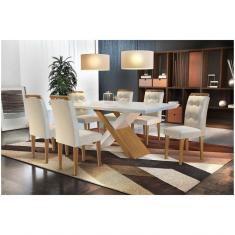 Conjunto Sala De Jantar Com 6 Cadeiras Imperatriz Rufato Off White / Imbuia