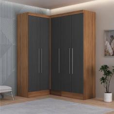 Guarda-Roupa Modulado Viena 5 Portas 4 Gavetas 3 Peças Espresso Móveis Nogal/Grafite