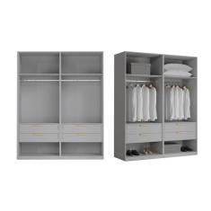 Guarda-roupa Modulado 2 Peças Sem Portas Jade Cabecasa Madeiramadeira Cinza Urbano