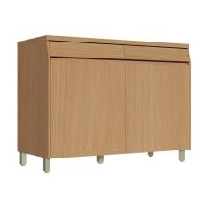 Balcão De Cozinha C/ Tampo Simone Mendes C/ 2 Portas E 2 Gavetas 120cm Carvalho/cinza - Nesher