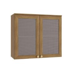 Armário Aéreo Cozinha Modulado Botanic M633 Com 2 Portas Com Tela 80cm Nogueira - Kappesberg