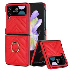 Asuwish Capa de telefone para Samsung Galaxy Z Flip 4 5G 2022 capa com suporte de anel fino à prova de choque capa protetora de couro PU resistente acessórios para celular ZFlip4 Z4 Flip4 4Z Flip4