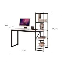 Escrivaninha com Estante 4 Prateleiras Innovare Espresso Móveis Branco