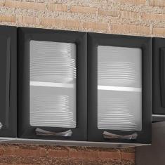 Armário em Aço 80cm 2 Portas com Vidro New Premium Itatiaia Grafite/Branco