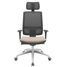 Cadeira Office Brizza Tela Preta Com Encosto Assento Poliéster Fendi A