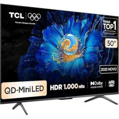 Smart TV TCL 50 Polegadas QLED Mini LED 4K C6KS WiFi Bluetooth Google TV HDR10+ Dolby Atmos 50C6KS