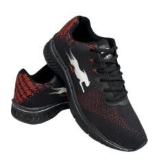 Tenis Masculino Confortável Lançamento Solado Preto - Agil, Vermelho, 