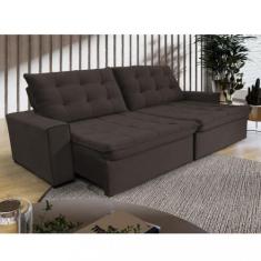 Sofá 4 Lugares Retrátil Reclinável 270cm Veludo Califórnia Wood Estofa