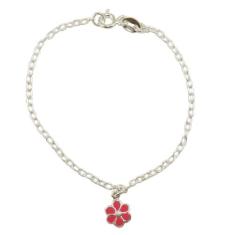 Pulseira Infantil Criança Pingente Flor Prata Legitima 925 - Lojas La+