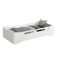 Cama Evolutiva Zaki Branco Fosco, 2 Kits Proteção Lateral Usinada E Colchão D20 - Reller Móveis Branco Fosco