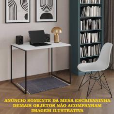 Escrivaninha Industrial Office Branca 90x53 Grécia Base Ferro Preto