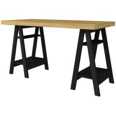 Escrivaninha Mesa Escritório Moderna com Pés Cavalete em Tamburato Art