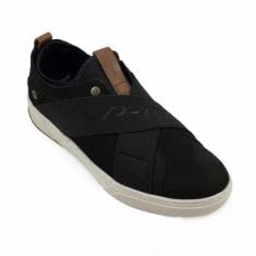 Tênis Pegada Casual Slip-on 118932-08 Nobuck Preto Masculino-Masculino