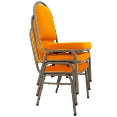 03 Cadeiras Para Hotel E Auditório Linha Hotel Laranja
