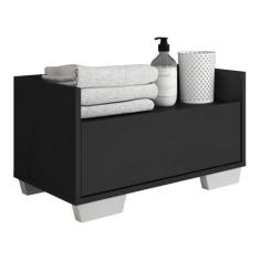 Gabinete Armário Banheiro 60 cm c/ Pés Quadrados Multimóveis Preto/Bra