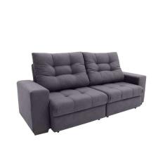 Sof  3 Lugares Retr til E Reclin vel Biarritz Suede Grafite