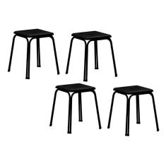 Kit 2 Banquetas Sala Jantar 1748 4 Un Preto/ Courano Preto - Carraro