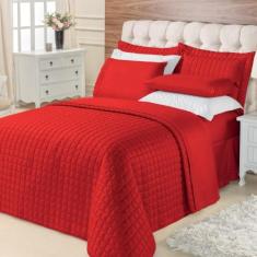 Kit Top Line Cobre Leito King 180 Fios + Jogo de Lençol - 7 Peças Verm