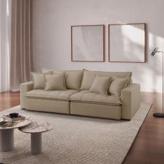 Sofá Cama Jupiter 3 Lugares Retrátil Reclinável 2,30m Linho com Molas Ensacadas