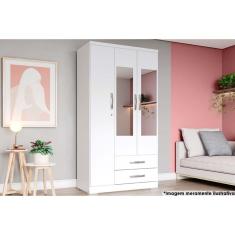 Guarda Roupa 3 Portas (2 C- Espelho) E 2 Gavetas Açaí Da133 Branco - Henn