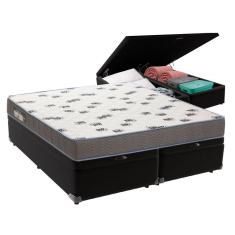 Cama Box Queen Com Bau Ortobom D33 Light Bege Preto